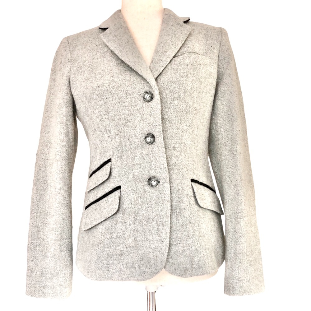 L.L. Bean Signature Gray Wool Riding Jacket | Black C… - Gem